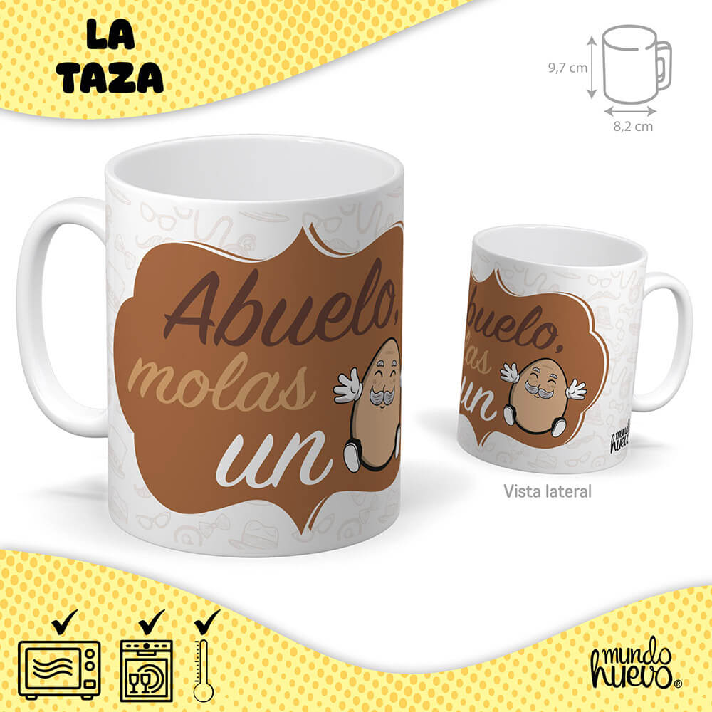 Taza Abuelo molas un huevo + Caramelos divertidos + Pulsera sorpresa.