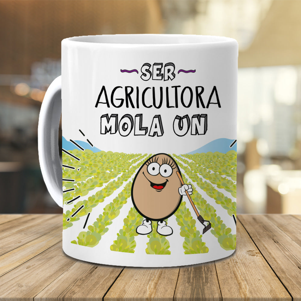 Taza Ser agricultora mola un huevo