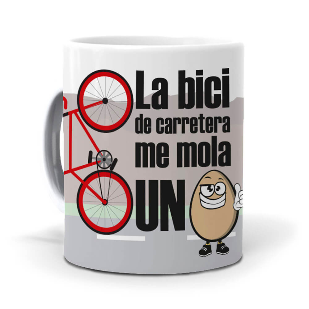 Taza La bici de carretera me mola un huevo