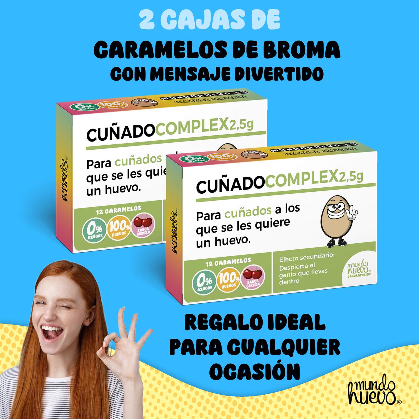 2 cajas Caramelos de broma | CUÑADO COMPLEX | Cajas Regalo Divertido con 24 caramelos sin azúcar