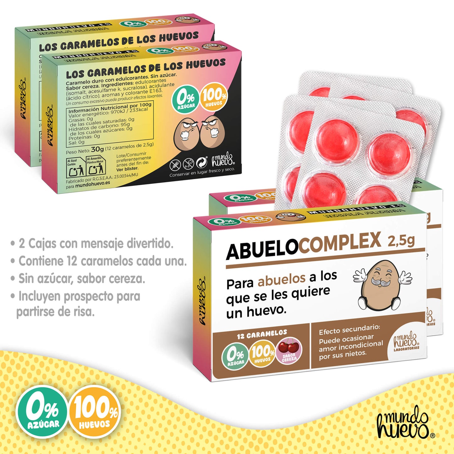 2 cajas Caramelos de broma | ABUELO COMPLEX | Cajas Regalo Divertido con 24 caramelos sin azúcar