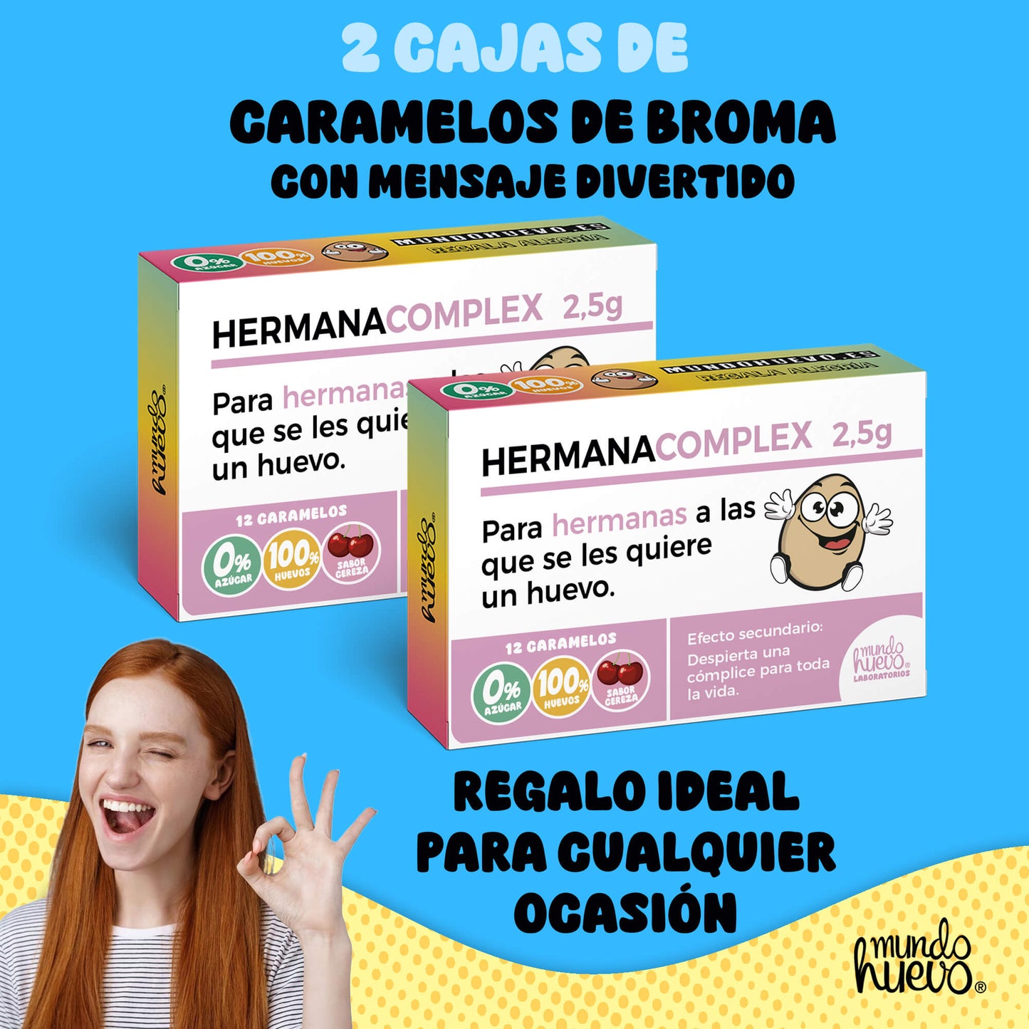 2 cajas Caramelos de broma | HERMANA COMPLEX | Cajas Regalo Divertido con 24 caramelos sin azúcar