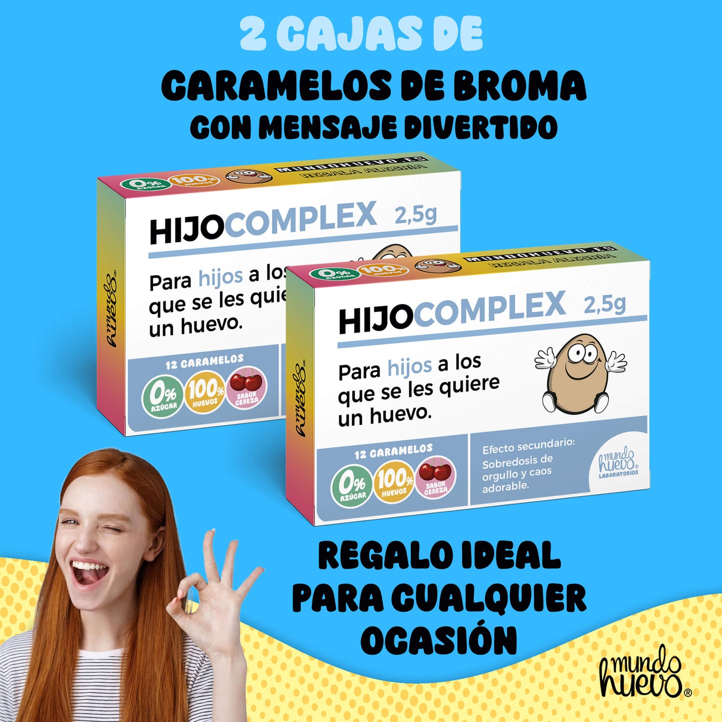 2 cajas Caramelos de broma | HIJO COMPLEX | Cajas Regalo Divertido con 24 caramelos sin azúcar