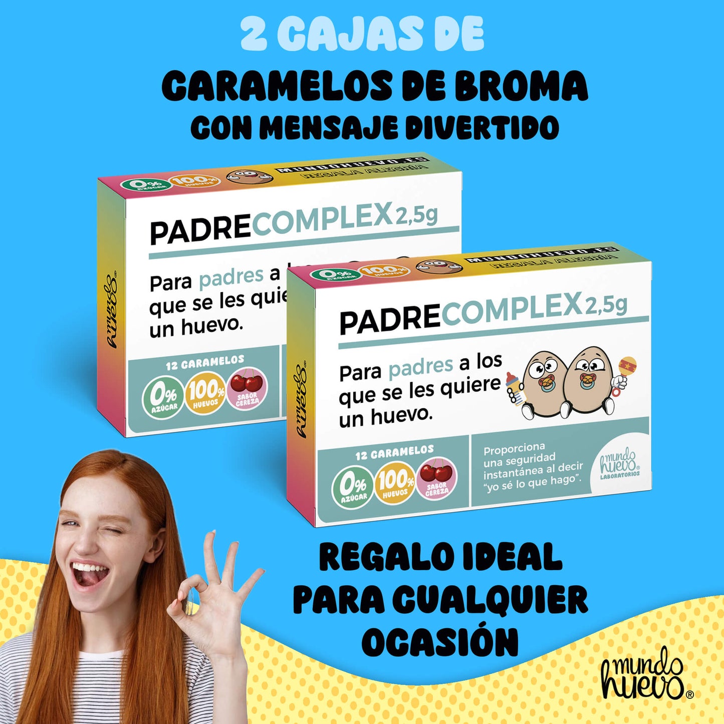 2 cajas Caramelos de broma | PADRE COMPLEX | Cajas Regalo Divertido con 24 caramelos sin azúcar