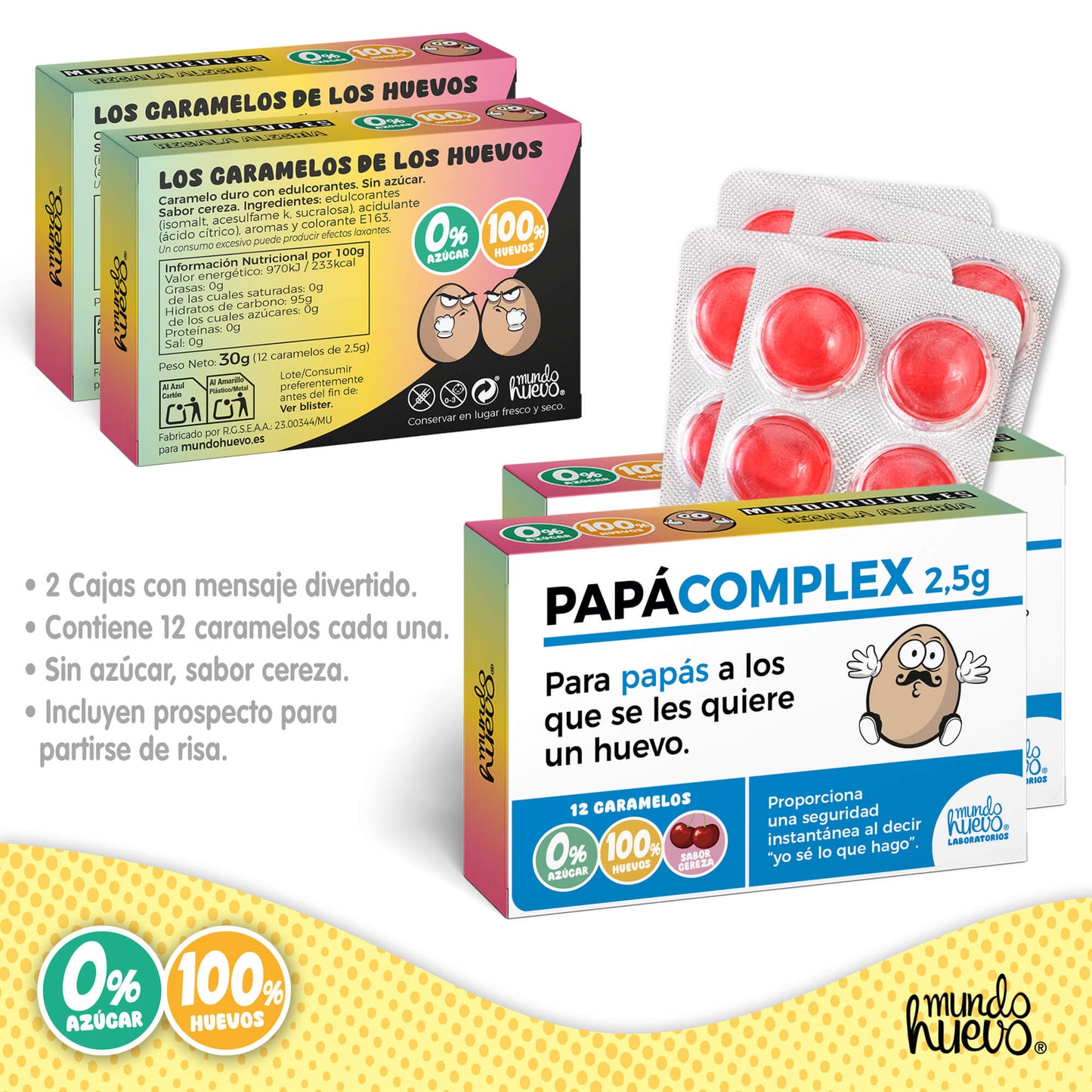 2 cajas Caramelos de broma | PAPÁ COMPLEX | Cajas Regalo Divertido con 24 caramelos sin azúcar