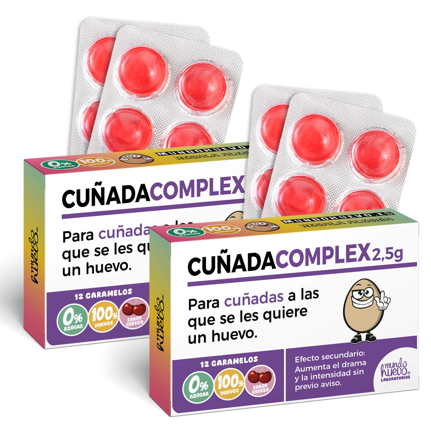 2 cajas Caramelos de broma | CUÑADA COMPLEX | Cajas Regalo Divertido con 24 caramelos sin azúcar
