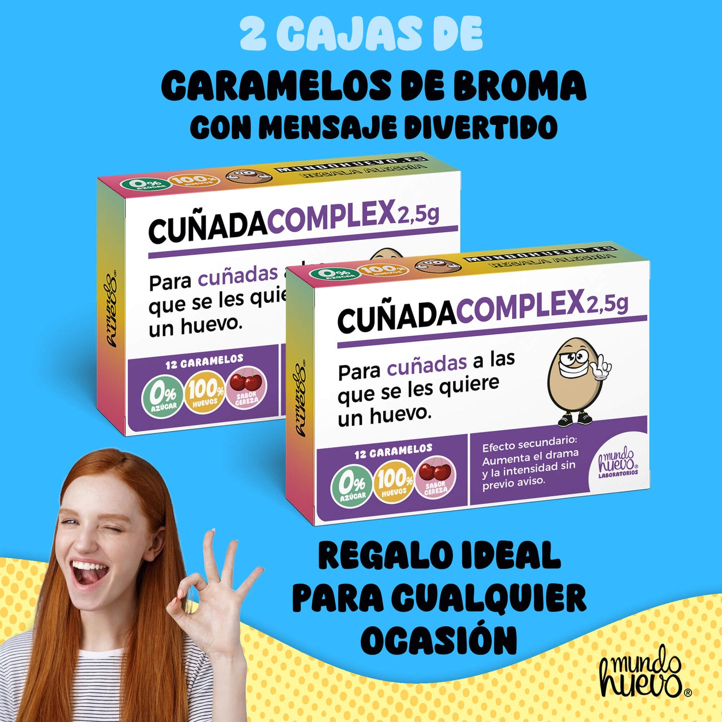 2 cajas Caramelos de broma | CUÑADA COMPLEX | Cajas Regalo Divertido con 24 caramelos sin azúcar