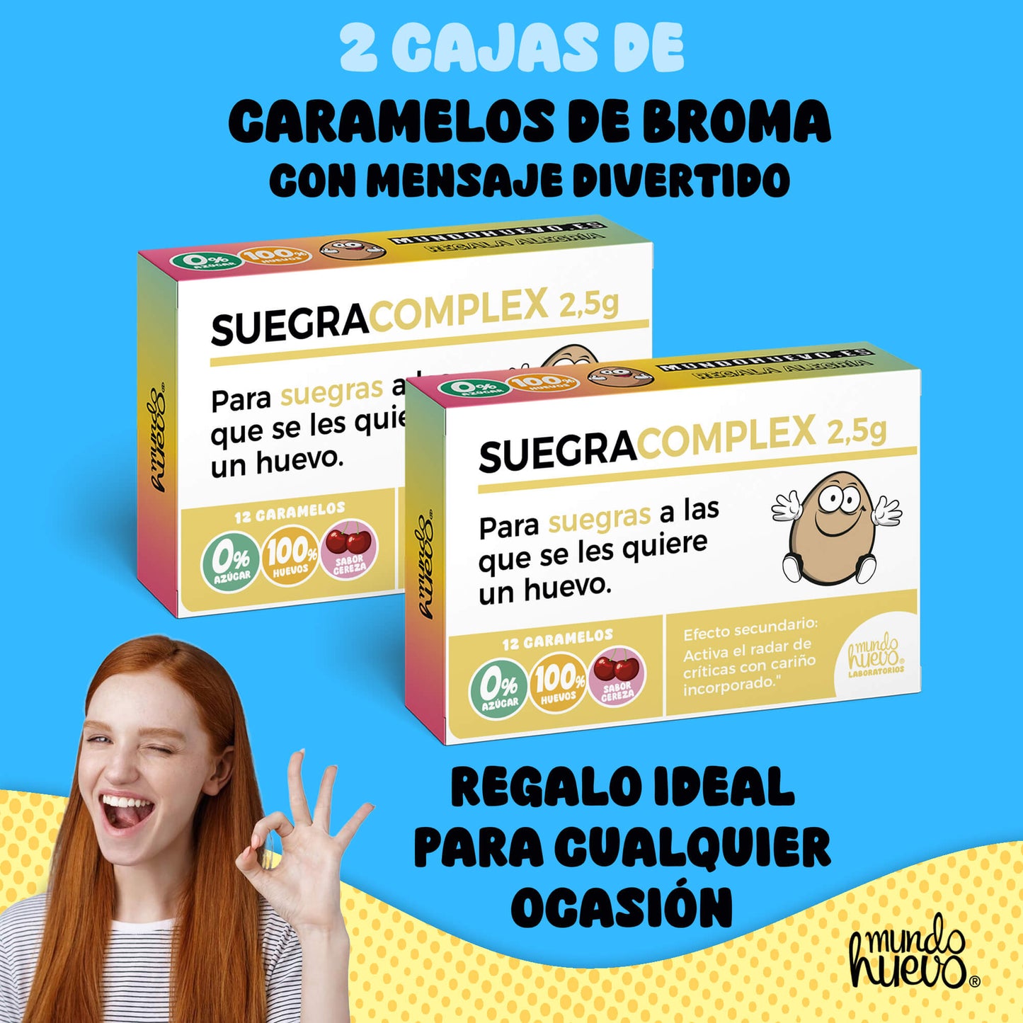 2 cajas Caramelos de broma | SUEGRA COMPLEX | Cajas Regalo Divertido con 24 caramelos sin azúcar