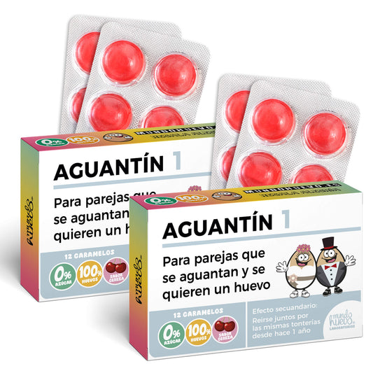 2 cajas Caramelos de broma | AGUANTÍN 1 | Cajas Regalo Divertido con 24 caramelos sin azúcar