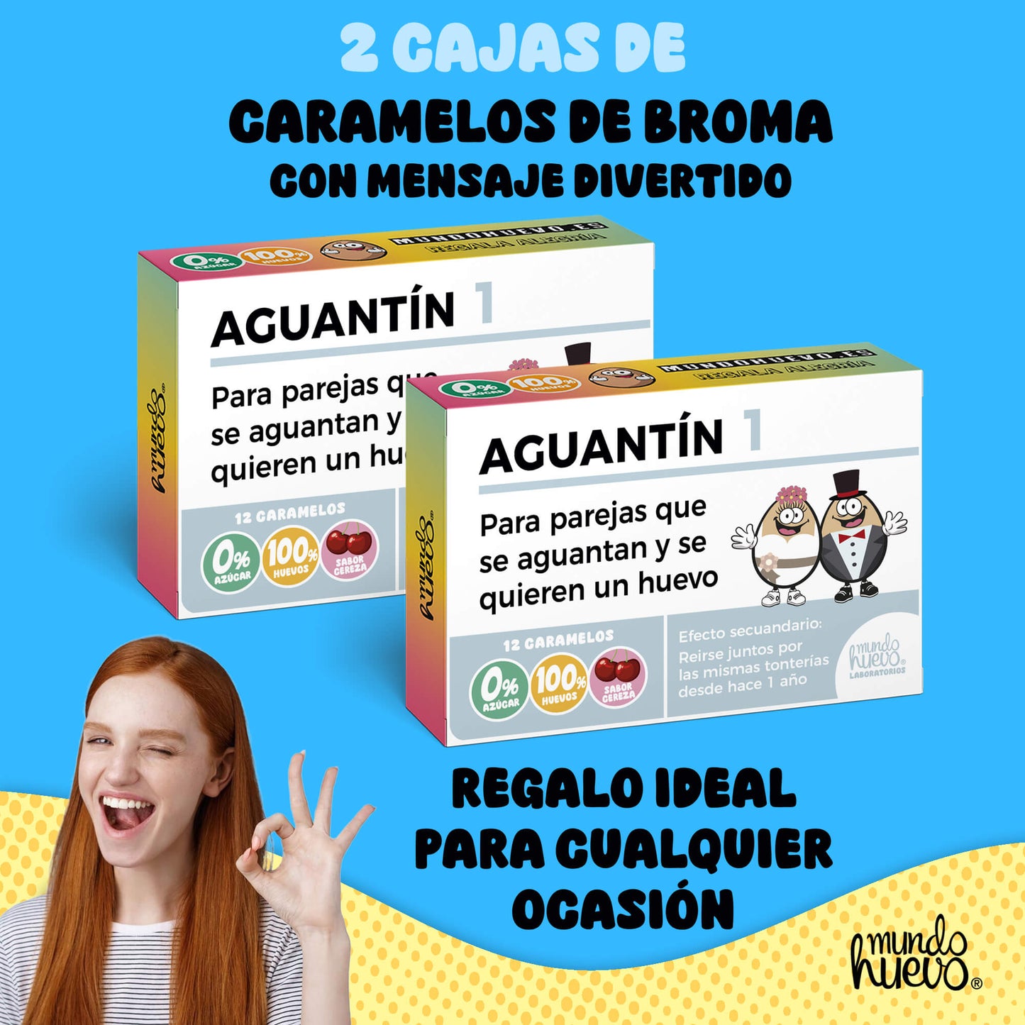 2 cajas Caramelos de broma | AGUANTÍN 1 | Cajas Regalo Divertido con 24 caramelos sin azúcar