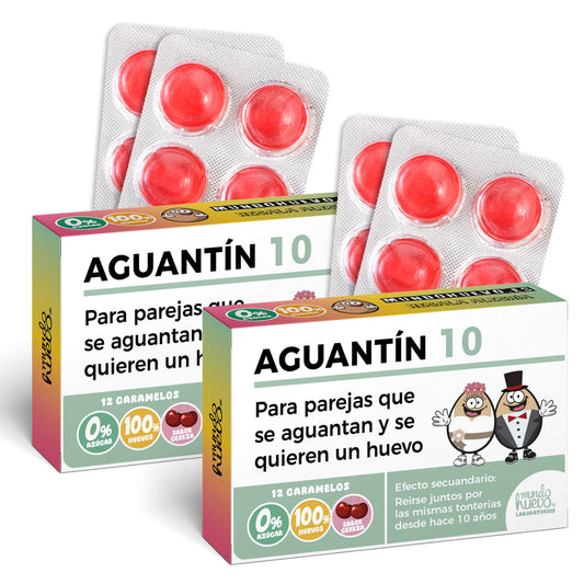 2 cajas Caramelos de broma | AGUANTÍN 10 | Cajas Regalo Divertido con 24 caramelos sin azúcar