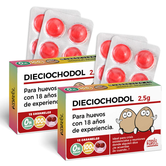 2 cajas Caramelos de broma | DIECIOCHODOL | Cajas Regalo Divertido con 24 caramelos sin azúcar