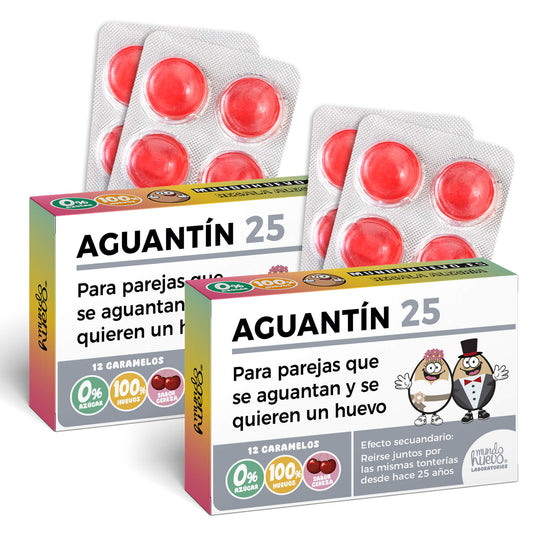 2 cajas Caramelos de broma | AGUANTÍN 25 | Cajas Regalo Divertido con 24 caramelos sin azúcar