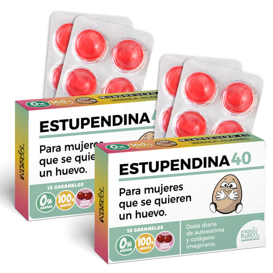 2 cajas Caramelos de broma | ESTUPENDINA 40 | Cajas Regalo Divertido con 24 caramelos sin azúcar