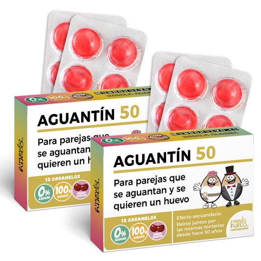 2 cajas Caramelos de broma | AGUANTÍN 50 | Cajas Regalo Divertido con 24 caramelos sin azúcar