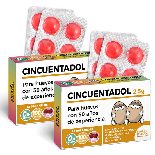 2 cajas Caramelos de broma | CINCUENTADOL | Cajas Regalo Divertido con 24 caramelos sin azúcar
