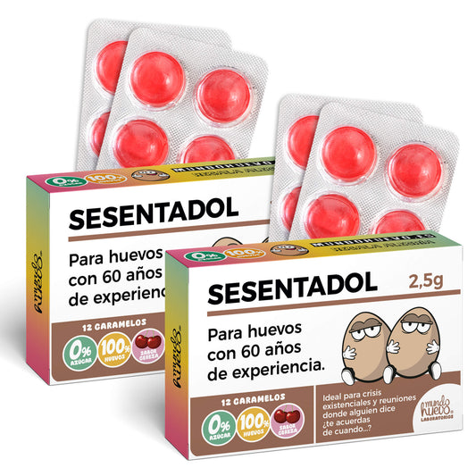2 cajas Caramelos de broma | SESENTADOL | Cajas Regalo Divertido con 24 caramelos sin azúcar