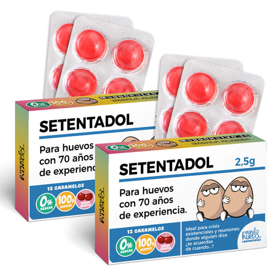 2 cajas Caramelos de broma | SETENTADOL | Cajas Regalo Divertido con 24 caramelos sin azúcar
