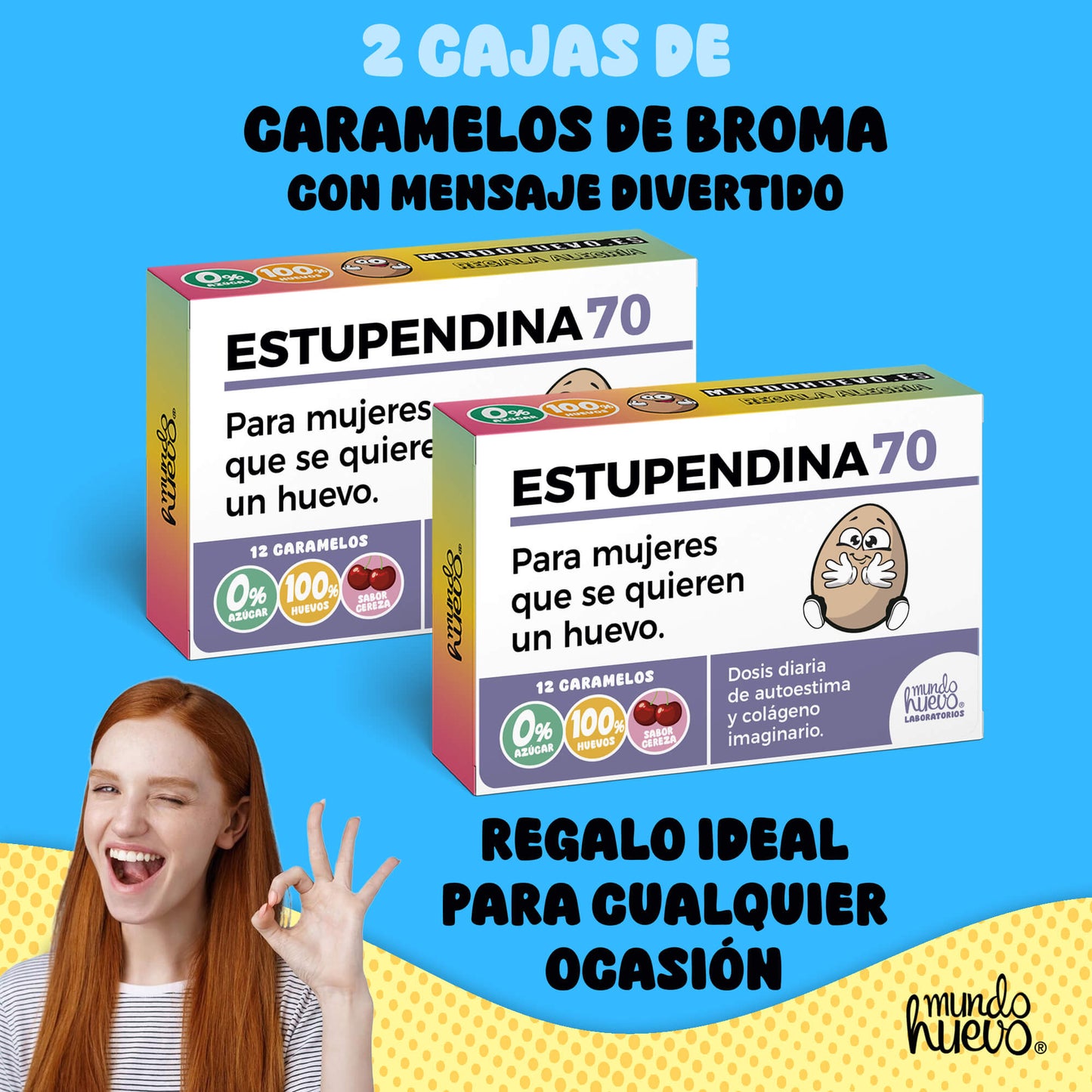 2 cajas Caramelos de broma | ESTUPENDINA 70 | Cajas Regalo Divertido con 24 caramelos sin azúcar