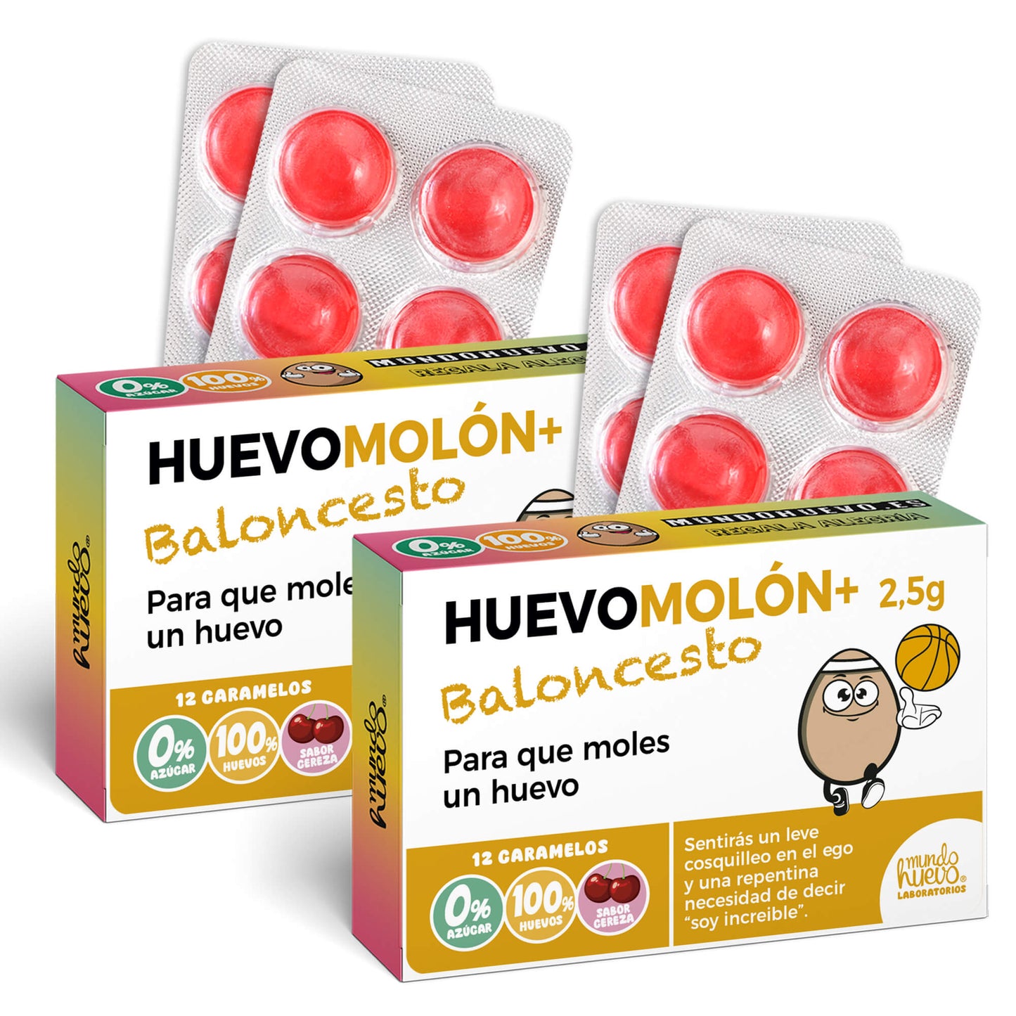 2 cajas Caramelos de broma | HUEVOMOLON+ BALONCESTO | Cajas Regalo Divertido con 24 caramelos sin azúcar