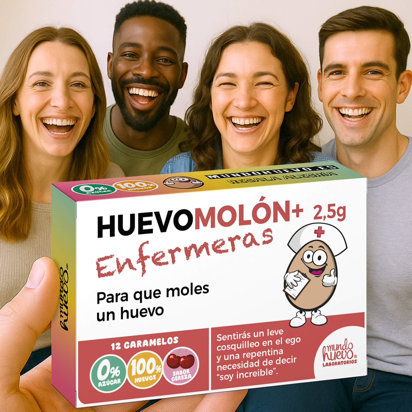 2 cajas Caramelos de broma | HUEVOMOLON+ ENFERMERAS | Cajas Regalo Divertido con 24 caramelos sin azúcar