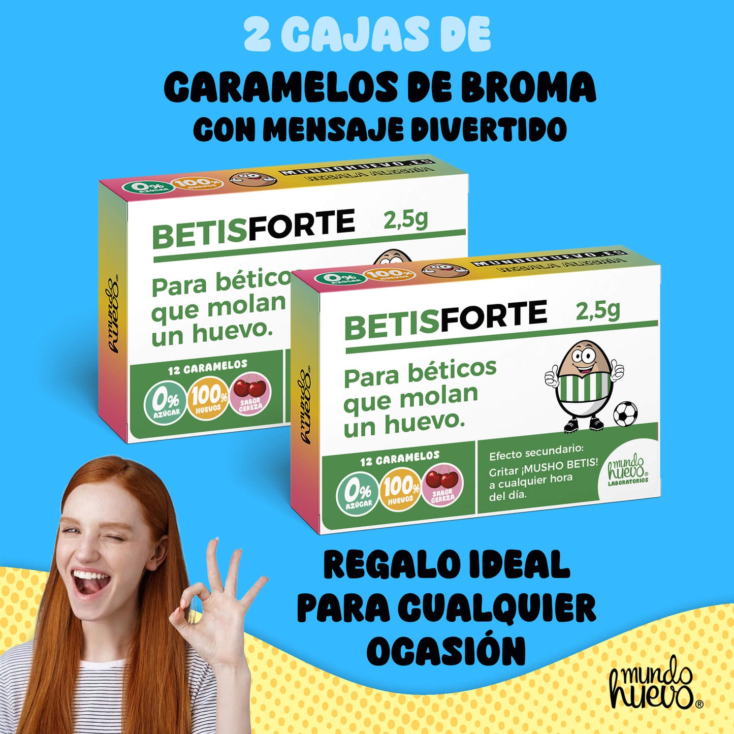 2 cajas Caramelos de broma | BETIS FORTE | Cajas Regalo Divertido con 24 caramelos sin azúcar