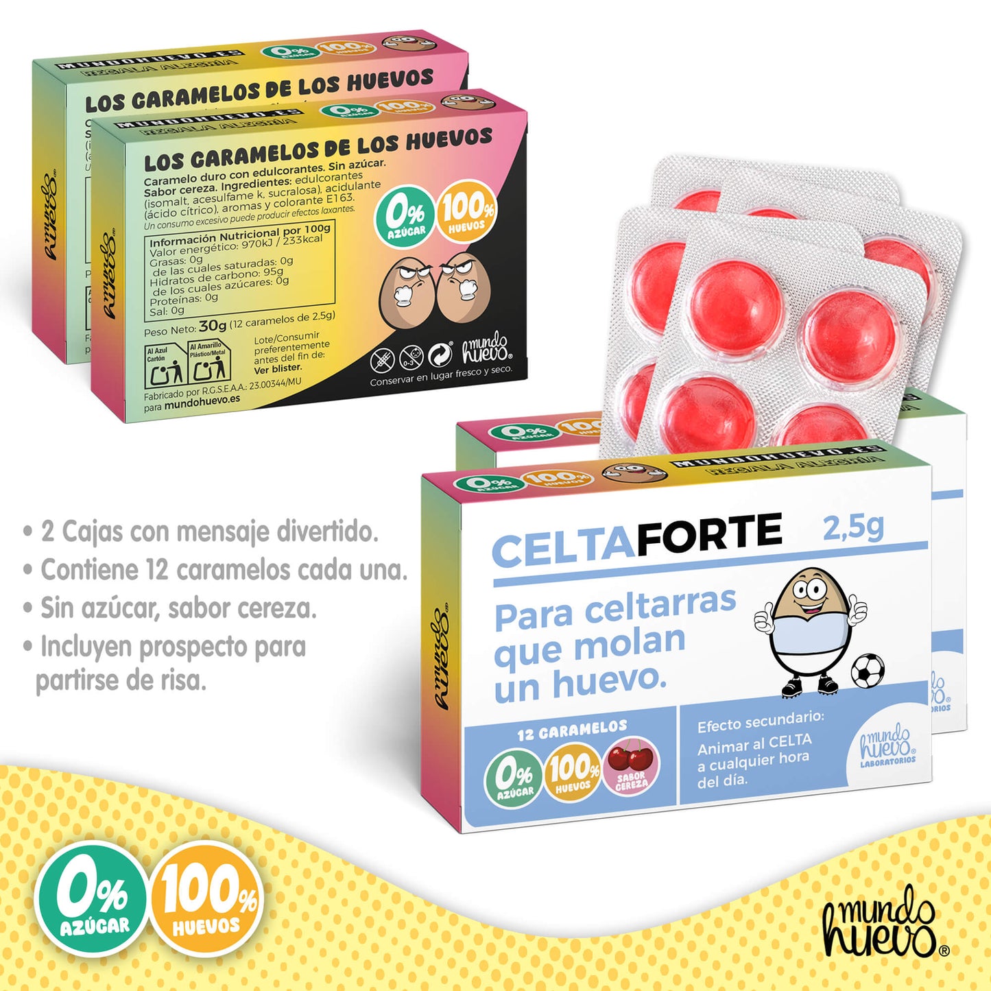 2 cajas Caramelos de broma | CELTA FORTE | Cajas Regalo Divertido con 24 caramelos sin azúcar