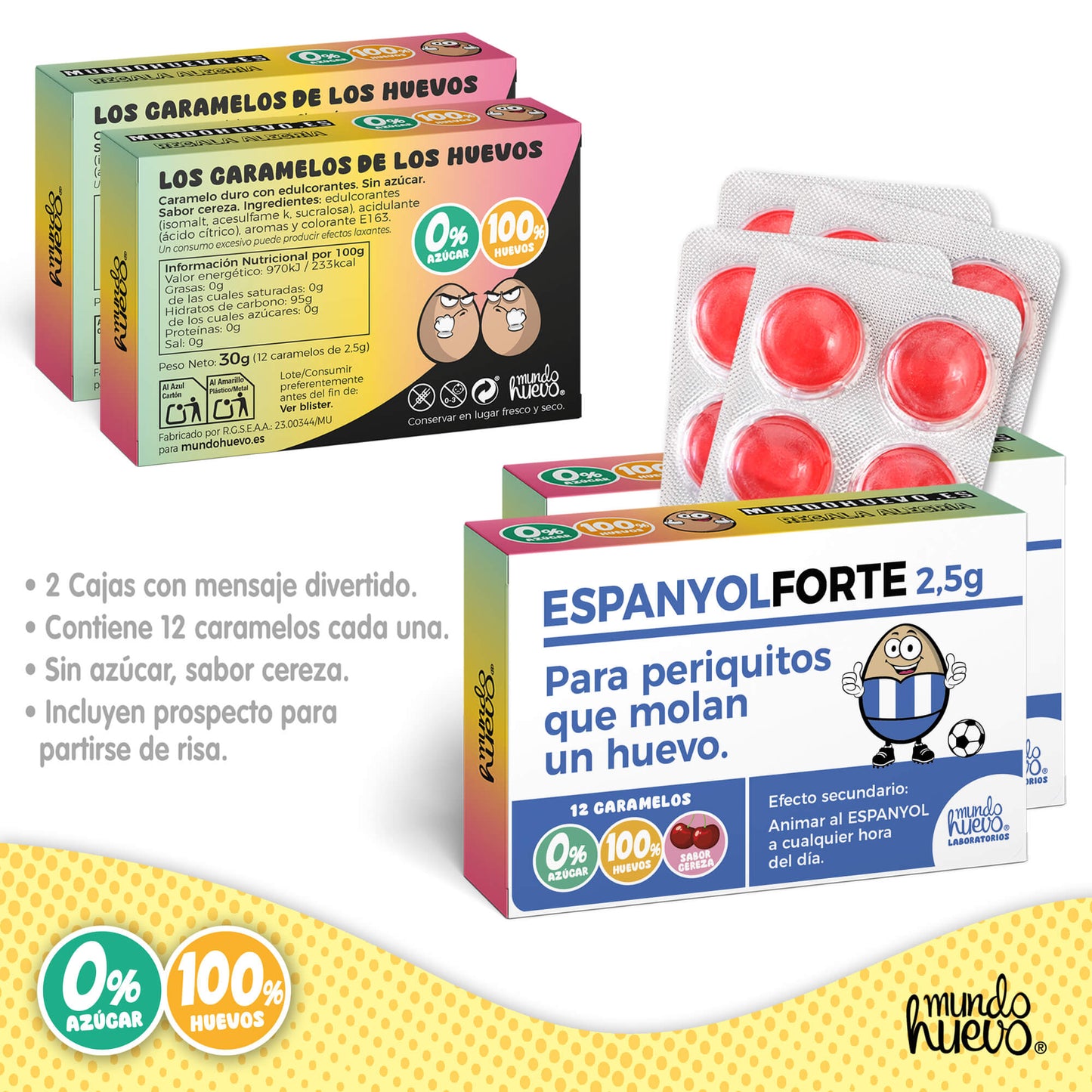 2 cajas Caramelos de broma | ESPANYOL FORTE | Cajas Regalo Divertido con 24 caramelos sin azúcar