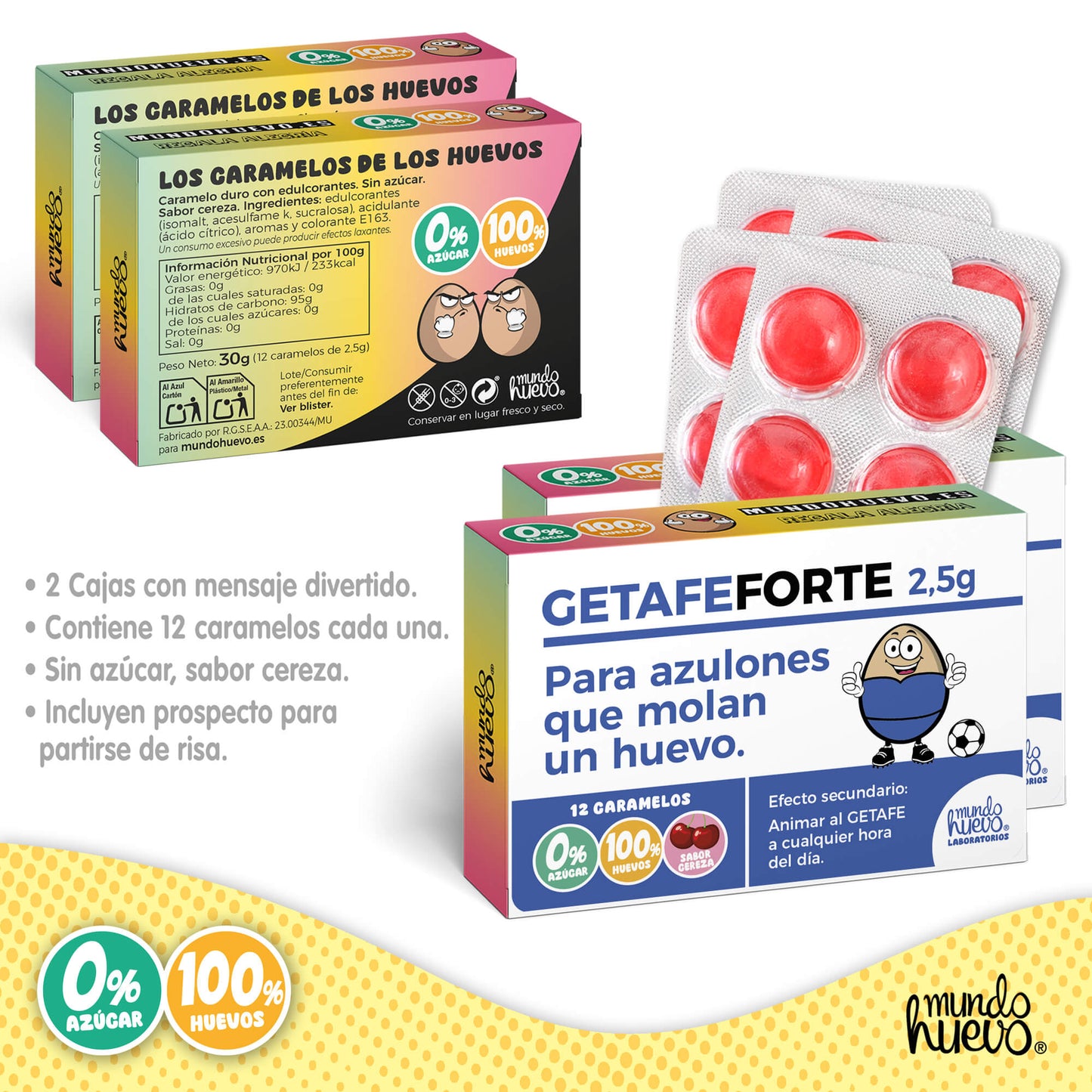 2 cajas Caramelos de broma | GETAFE FORTE | Cajas Regalo Divertido con 24 caramelos sin azúcar