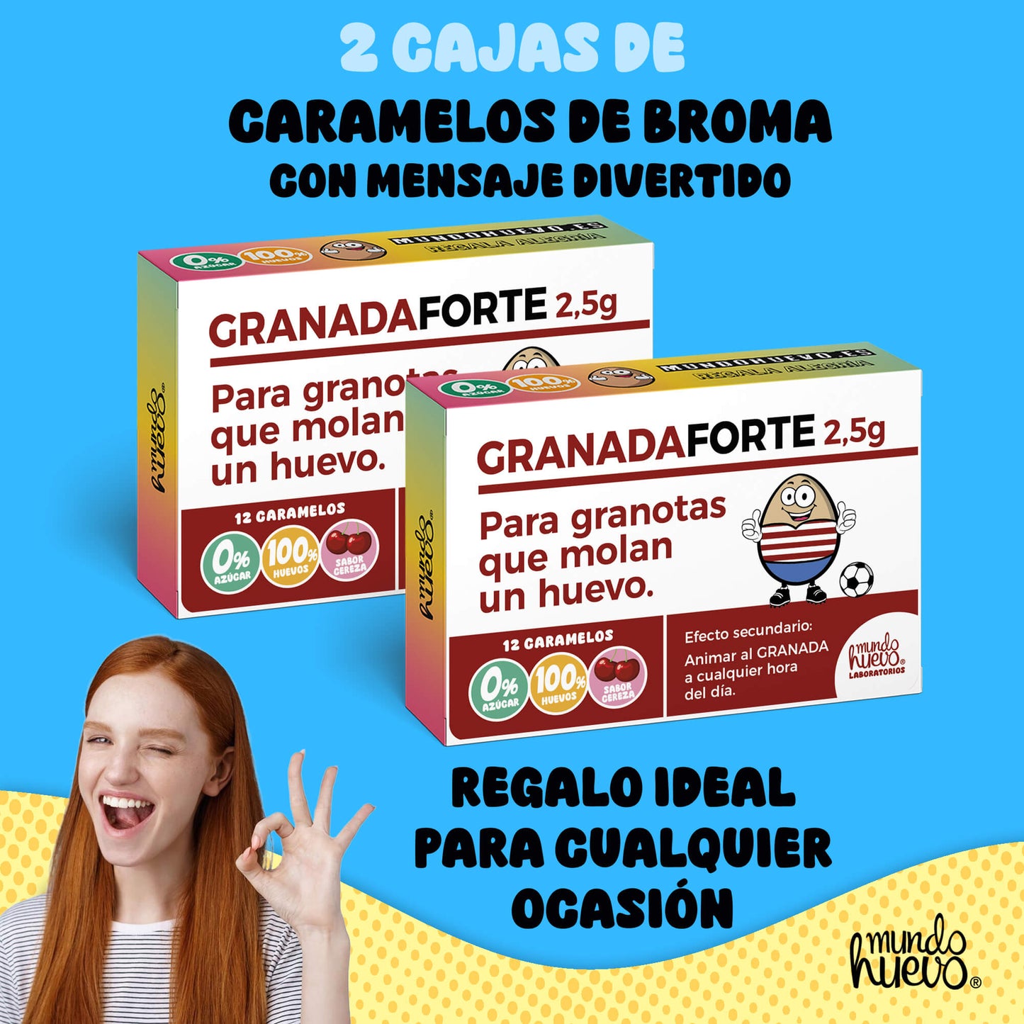 2 cajas Caramelos de broma | GRANADA FORTE | Cajas Regalo Divertido con 24 caramelos sin azúcar