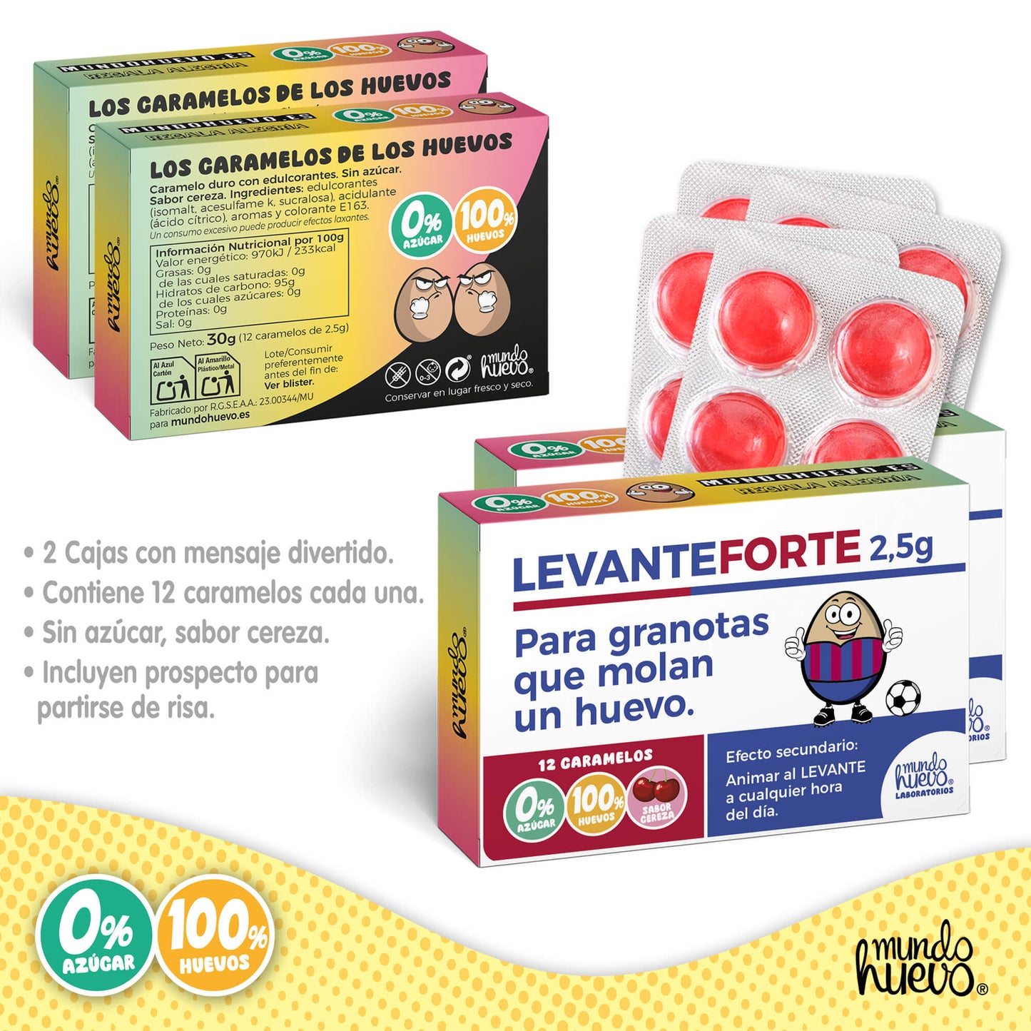 2 cajas Caramelos de broma | LEVANTE FORTE | Cajas Regalo Divertido con 24 caramelos sin azúcar