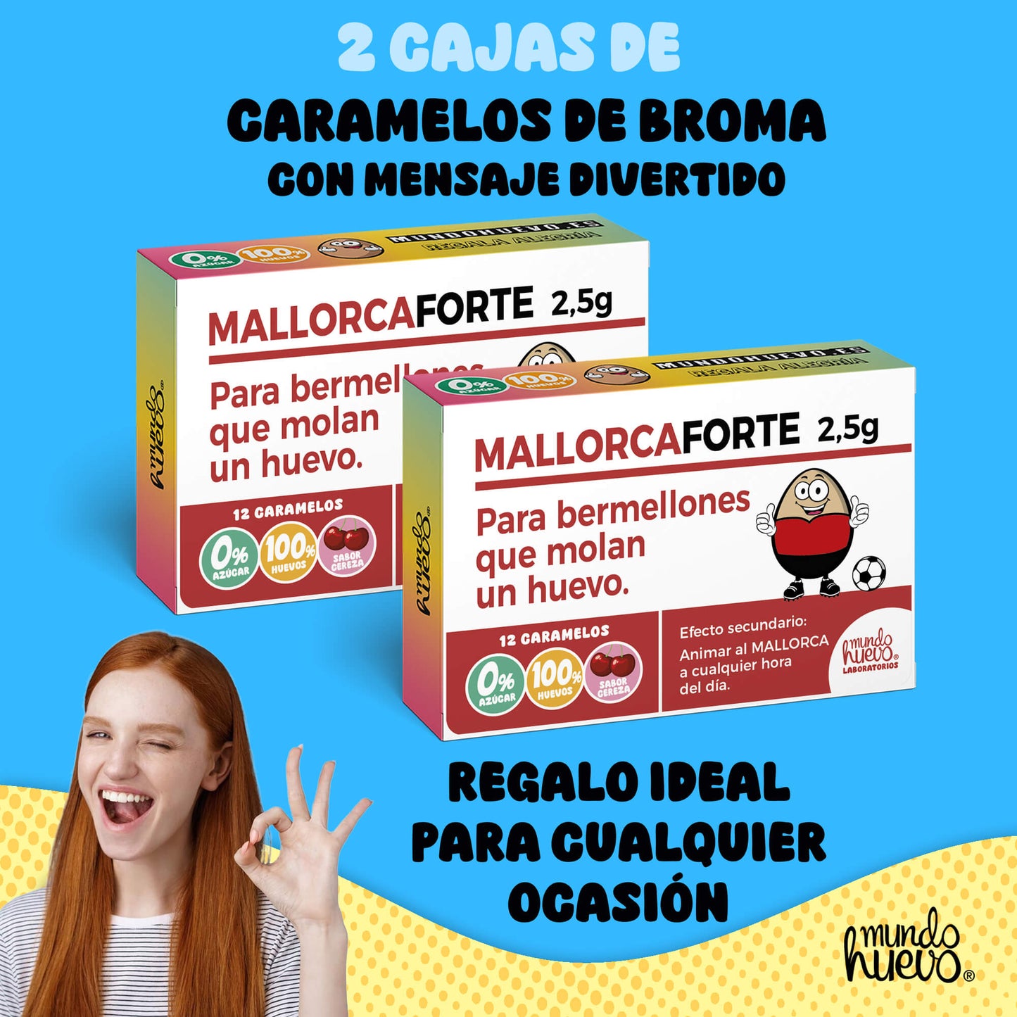 2 cajas Caramelos de broma | MALLORCA FORTE | Cajas Regalo Divertido con 24 caramelos sin azúcar