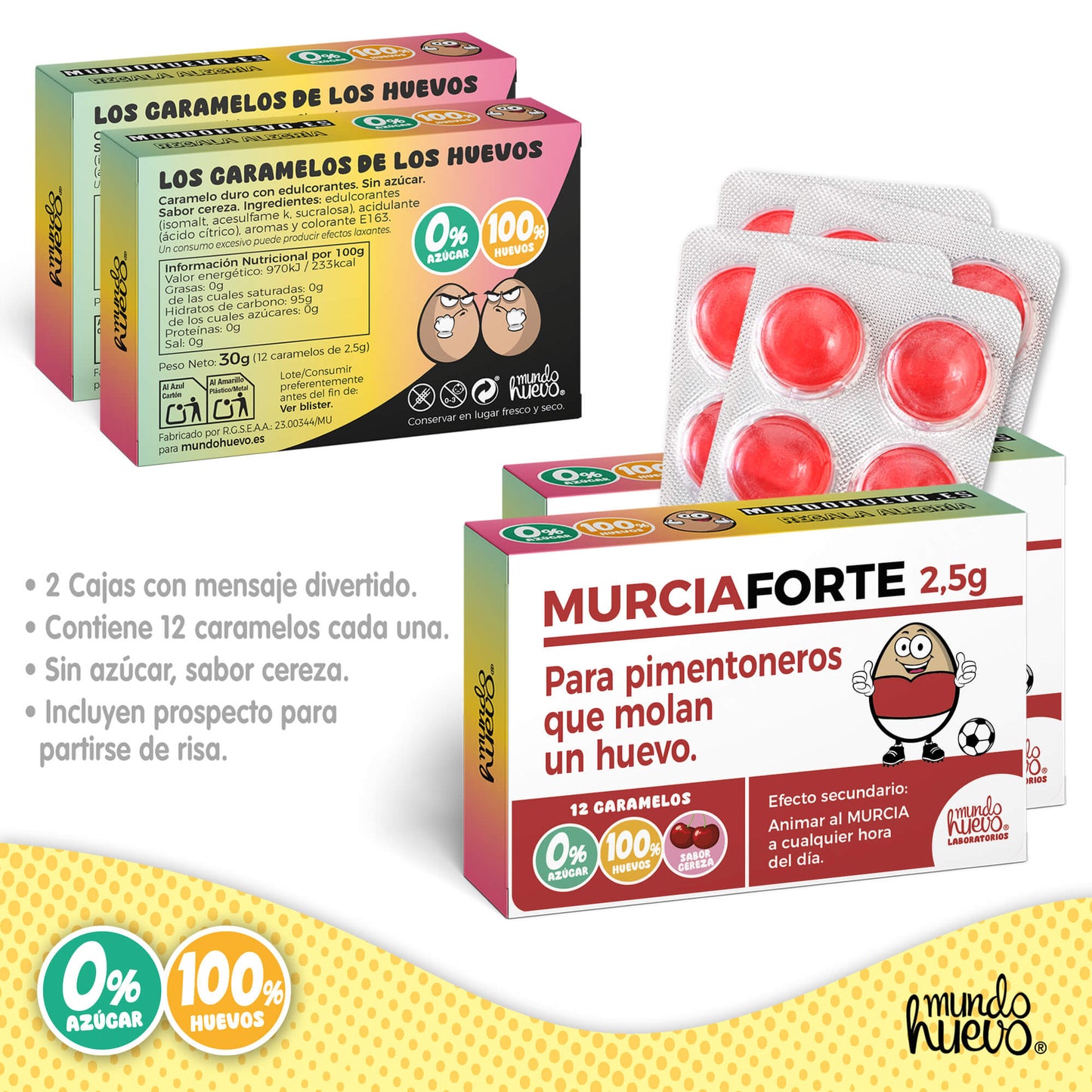 2 cajas Caramelos de broma | MURCIA FORTE | Cajas Regalo Divertido con 24 caramelos sin azúcar