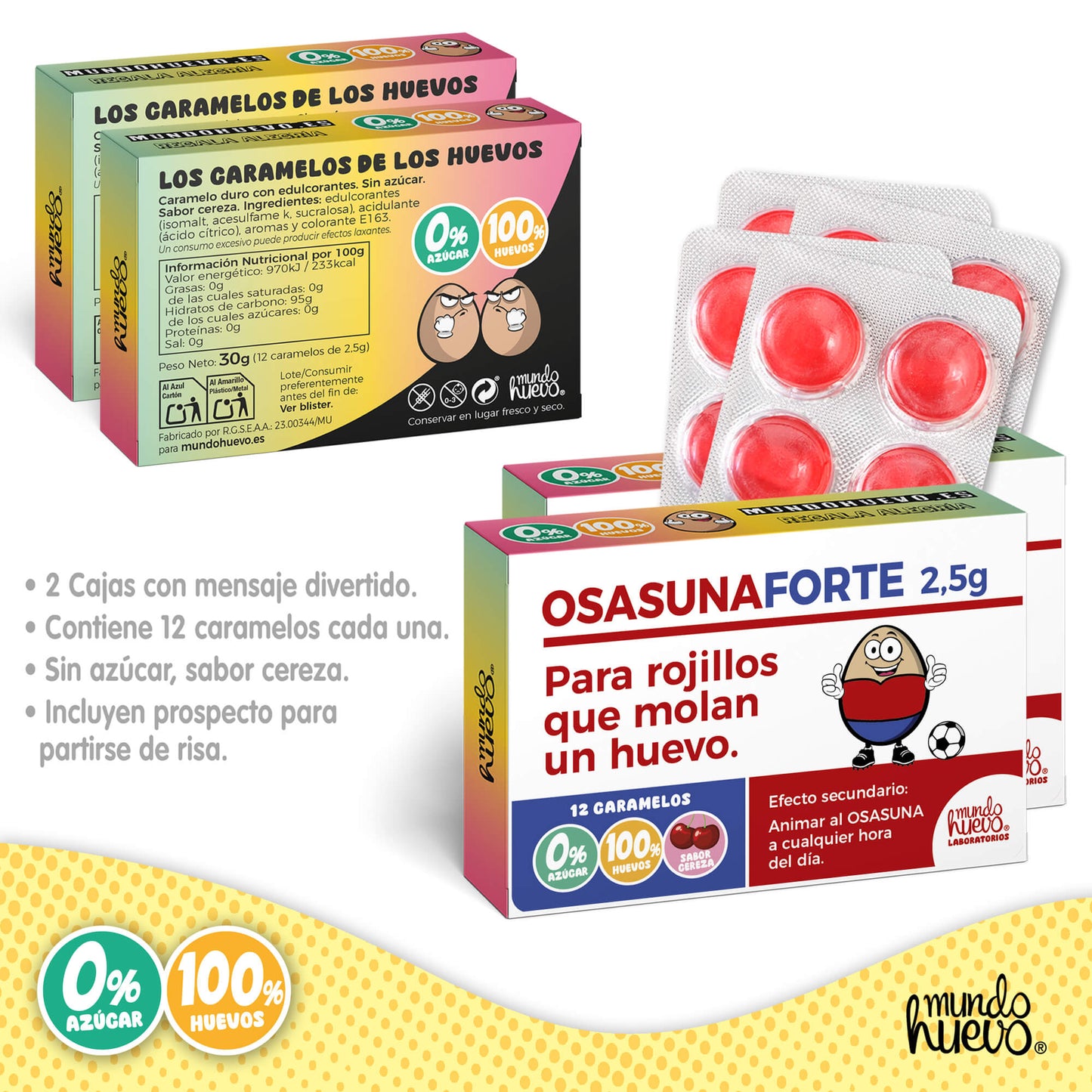 2 cajas Caramelos de broma | OSASUNA FORTE | Cajas Regalo Divertido con 24 caramelos sin azúcar