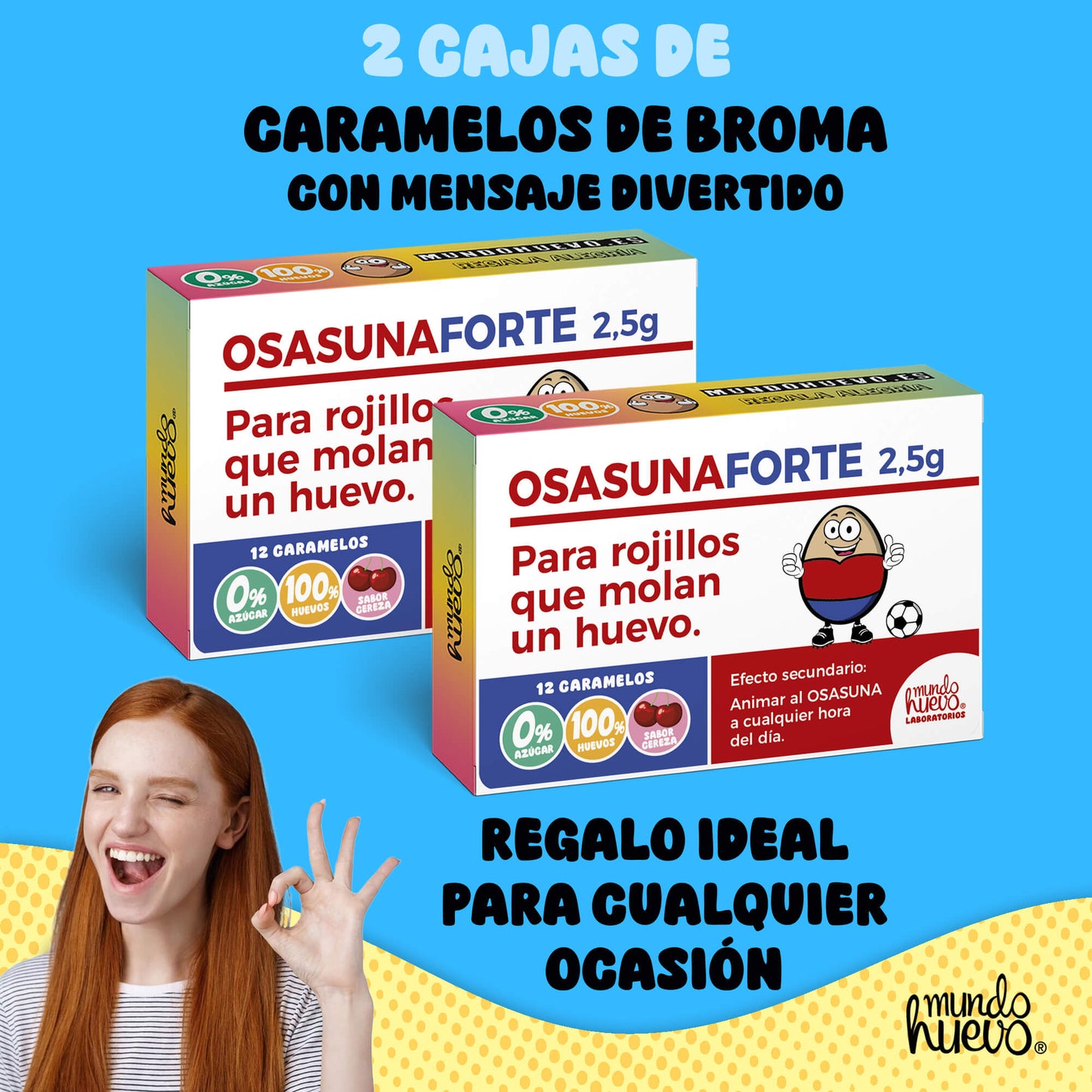 2 cajas Caramelos de broma | OSASUNA FORTE | Cajas Regalo Divertido con 24 caramelos sin azúcar