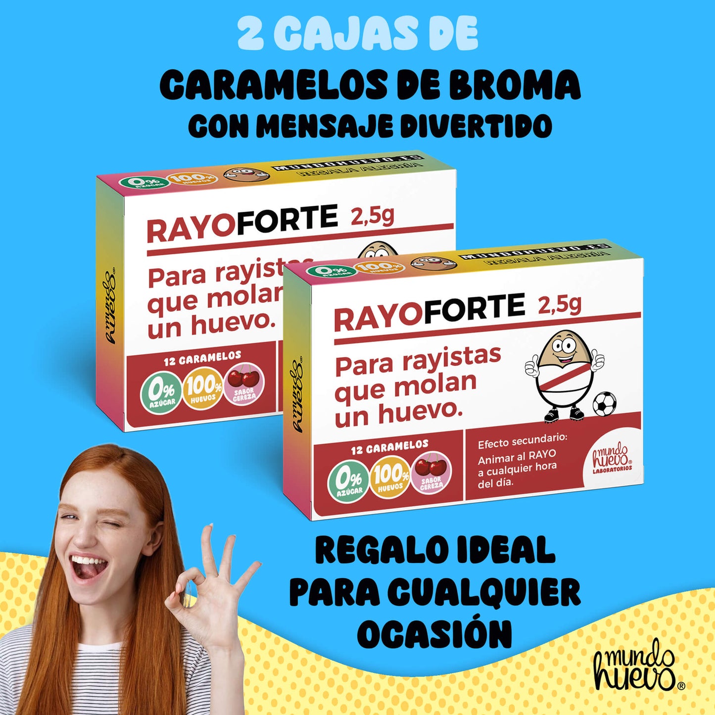 2 cajas Caramelos de broma | RAYO FORTE | Cajas Regalo Divertido con 24 caramelos sin azúcar