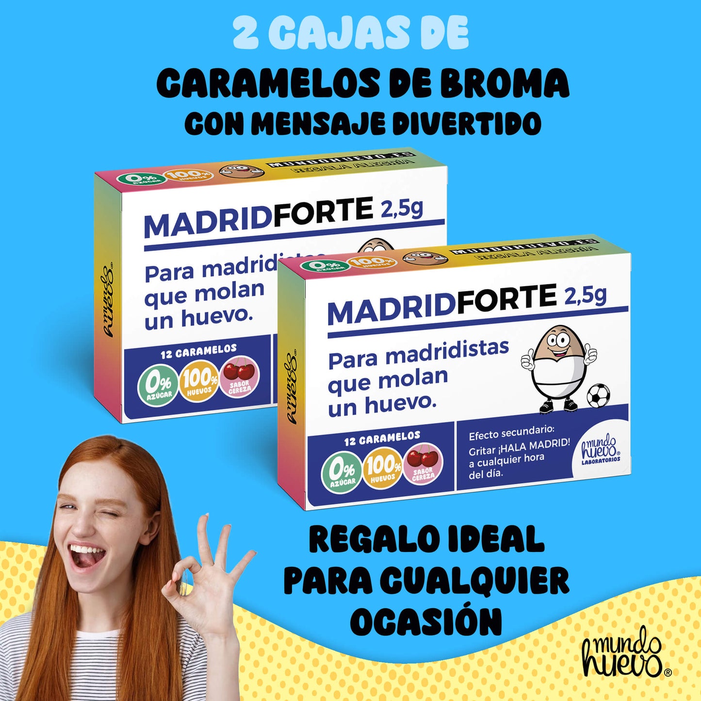2 cajas Caramelos de broma | MADRID FORTE | Cajas Regalo Divertido con 24 caramelos sin azúcar