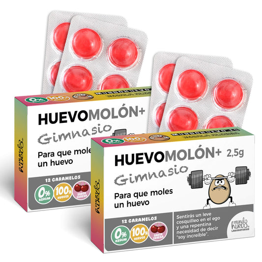 2 cajas Caramelos de broma | HUEVOMOLON+ GIMNASIO | Cajas Regalo Divertido con 24 caramelos sin azúcar