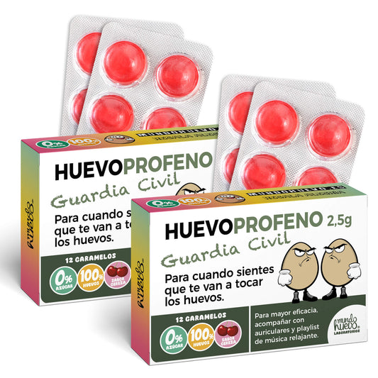2 cajas Caramelos de broma | HUEVOPROFENO GUARDIA CIVIL | Cajas Regalo Divertido con 24 caramelos sin azúcar