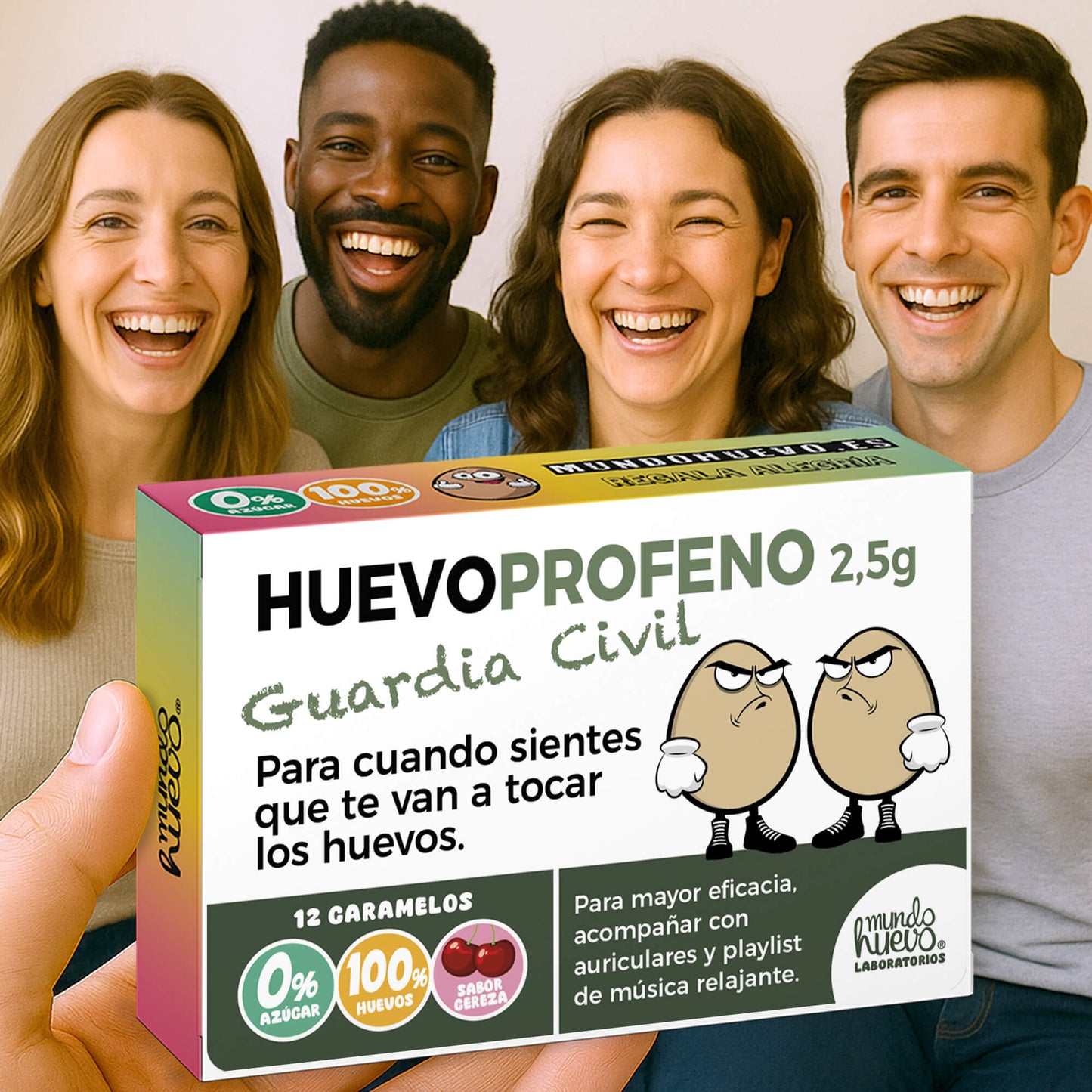 2 cajas Caramelos de broma | HUEVOPROFENO GUARDIA CIVIL | Cajas Regalo Divertido con 24 caramelos sin azúcar