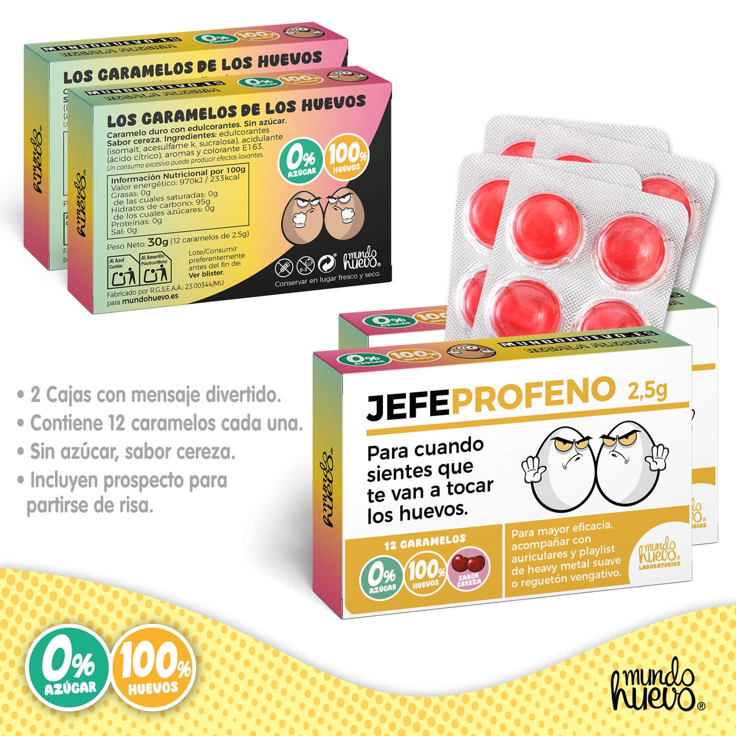 2 cajas Caramelos de broma | JEFE PROFENO | Cajas Regalo Divertido con 24 caramelos sin azúcar