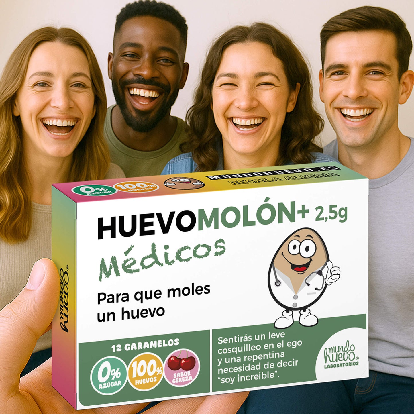 2 cajas Caramelos de broma | HUEVOMOLON+ MÉDICOS | Cajas Regalo Divertido con 24 caramelos sin azúcar
