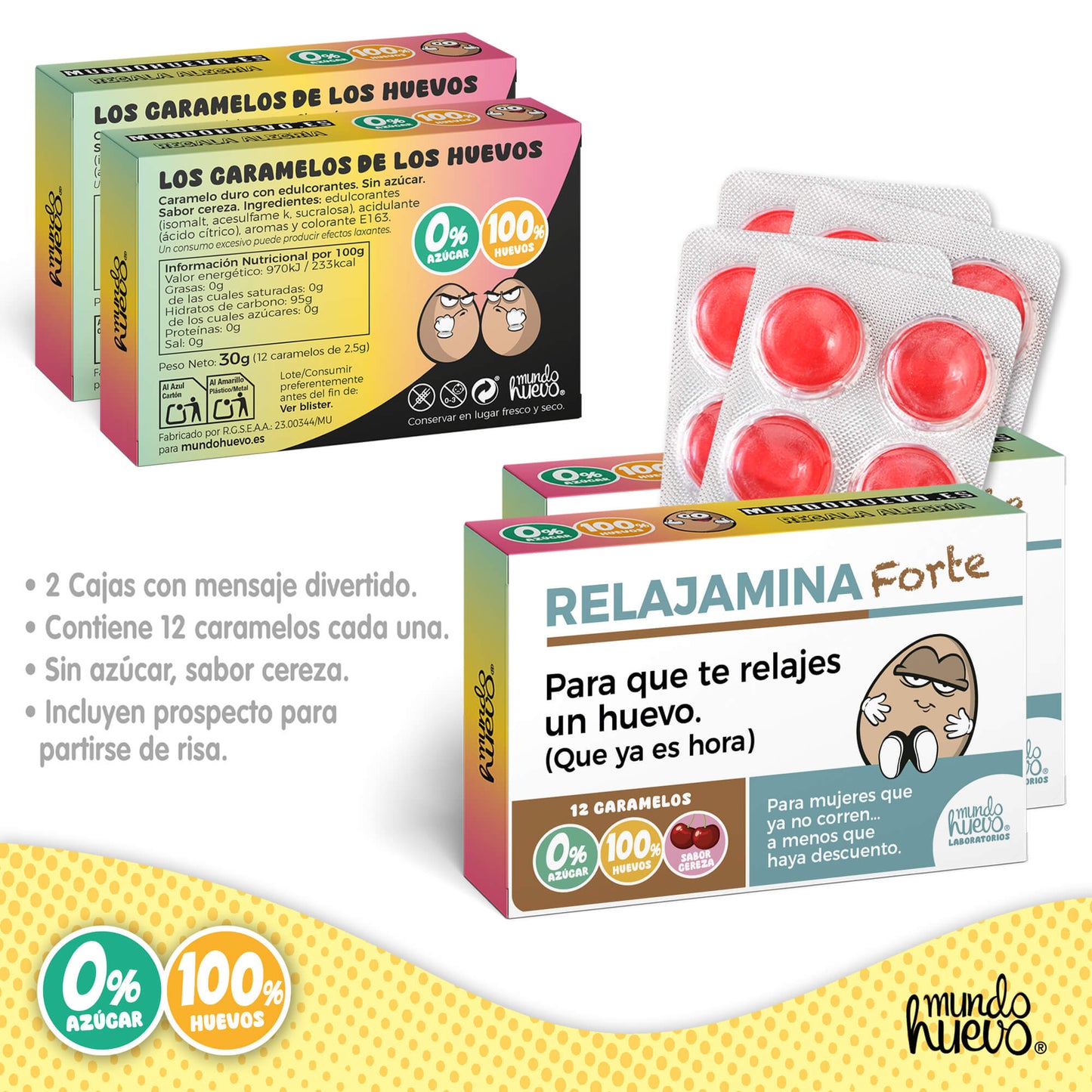 2 cajas Caramelos de broma | RELAJAMINA FORTE | Cajas Regalo Divertido con 24 caramelos sin azúcar