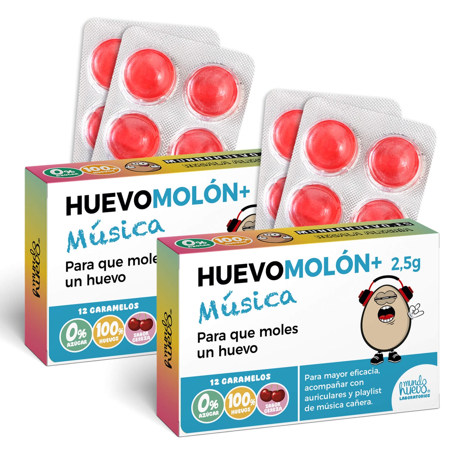 2 cajas Caramelos de broma | HUEVOMOLON+ MÚSICA | Cajas Regalo Divertido con 24 caramelos sin azúcar