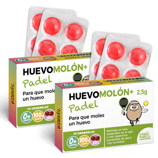 2 cajas Caramelos de broma | HUEVOMOLON+ PADEL | Cajas Regalo Divertido con 24 caramelos sin azúcar