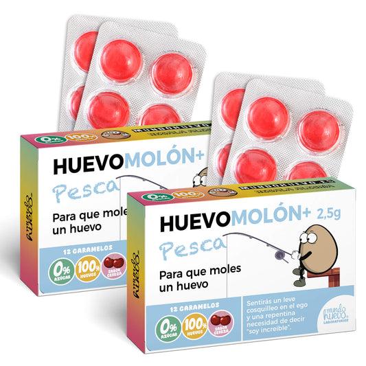 2 cajas Caramelos de broma | HUEVOMOLON+ PESCA | Cajas Regalo Divertido con 24 caramelos sin azúcar