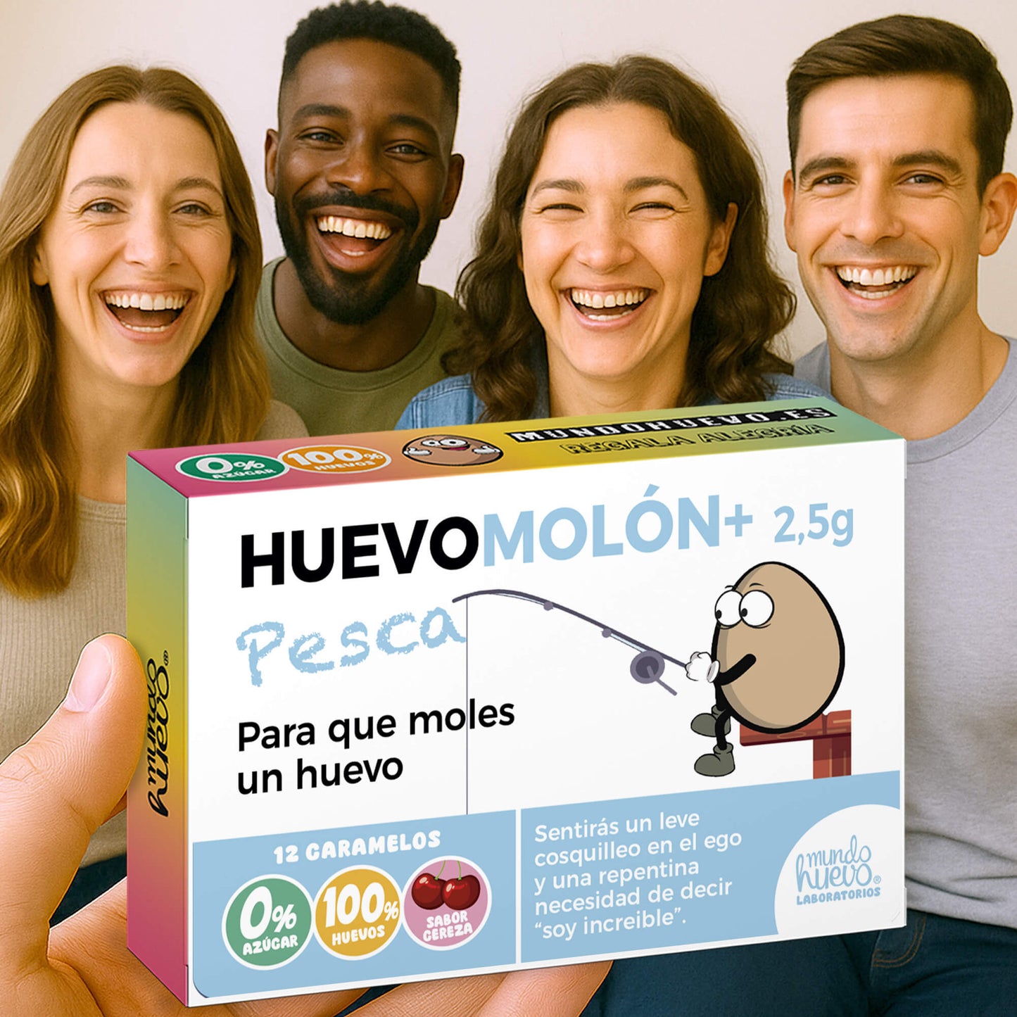 2 cajas Caramelos de broma | HUEVOMOLON+ PESCA | Cajas Regalo Divertido con 24 caramelos sin azúcar