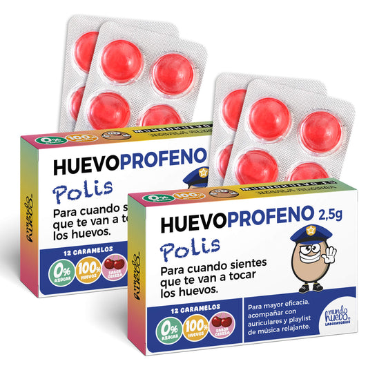 2 cajas Caramelos de broma | HUEVOPROFENO POLIS | Cajas Regalo Divertido con 24 caramelos sin azúcar