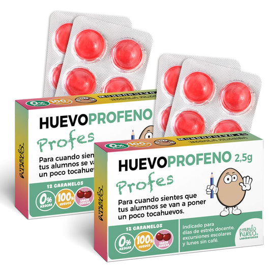 2 cajas Caramelos de broma | HUEVOPROFENO PROFES | Cajas Regalo Divertido con 24 caramelos sin azúcar