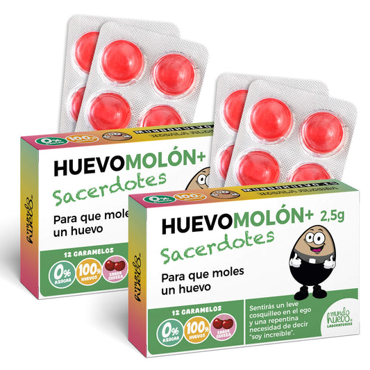 2 cajas Caramelos de broma | HUEVOMOLON+ SACERDOTES | Cajas Regalo Divertido con 24 caramelos sin azúcar